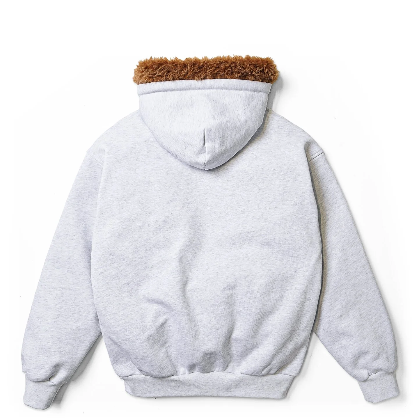 FAUX FUR ZIP HOODIE - ASH - Image 3